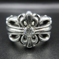 CHROME HEARTS クロムハーツ フローラルダブルクロスリング アフターダイヤ加工