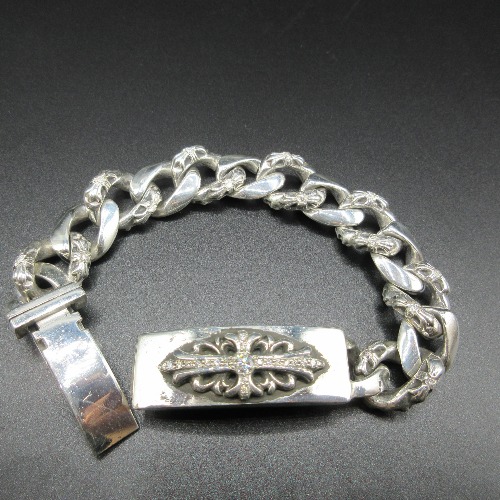 CHROME HEARTS クロムハーツ フローラルクロス ID ブレスレット アフターダイヤ加工します  画像 9