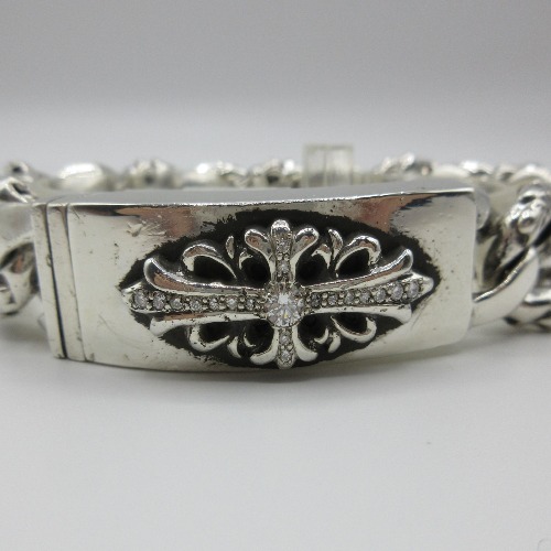 CHROME HEARTS クロムハーツ フローラルクロス ID ブレスレット アフターダイヤ加工します  画像 10