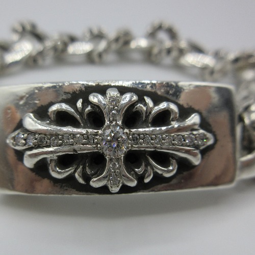 CHROME HEARTS クロムハーツ フローラルクロス ID ブレスレット アフターダイヤ加工します  画像 11