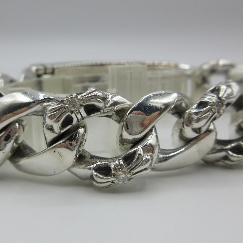 CHROME HEARTS クロムハーツ フローラルクロス ID ブレスレット アフターダイヤ加工します  画像 12