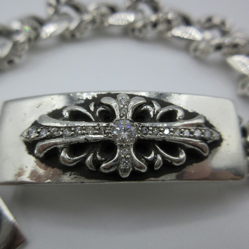 CHROME HEARTS クロムハーツ フローラルクロス ID ブレスレット アフターダイヤ加工します  画像 14