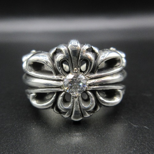 CHROME HEARTS クロムハーツ フローラルダブルクロスリング アフターダイヤ加工 画像2