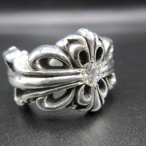 CHROME HEARTS クロムハーツ フローラルダブルクロスリング アフターダイヤ加工 画像 3