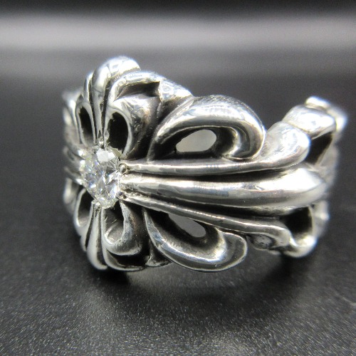 CHROME HEARTS クロムハーツ フローラルダブルクロスリング アフターダイヤ加工 画像 4