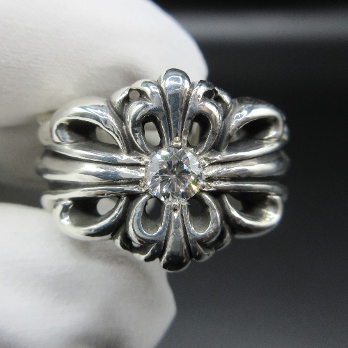 CHROME HEARTS クロムハーツ フローラルダブルクロスリング アフターダイヤ加工 画像 5