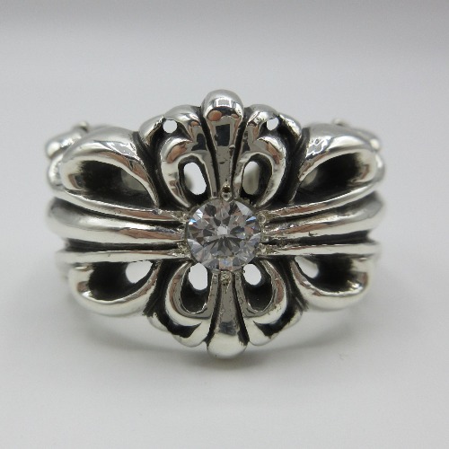 CHROME HEARTS クロムハーツ フローラルダブルクロスリング アフターダイヤ加工 画像 6