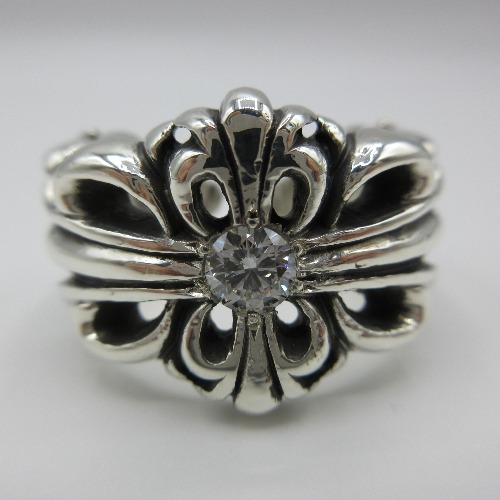 CHROME HEARTS クロムハーツ フローラルダブルクロスリング アフターダイヤ加工 画像 7
