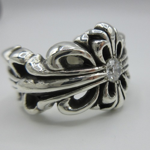 CHROME HEARTS クロムハーツ フローラルダブルクロスリング アフターダイヤ加工 画像 8