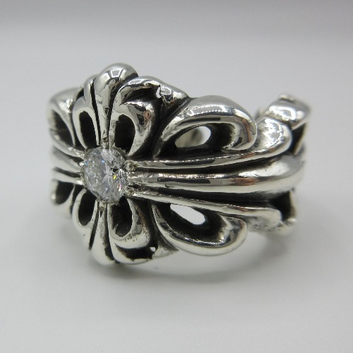 CHROME HEARTS クロムハーツ フローラルダブルクロスリング アフターダイヤ加工 画像 9