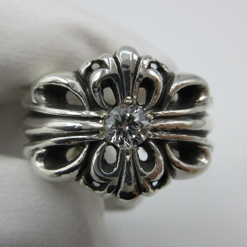CHROME HEARTS クロムハーツ フローラルダブルクロスリング アフターダイヤ加工 画像 10