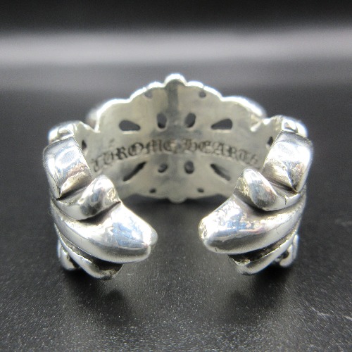 CHROME HEARTS クロムハーツ フローラルダブルクロスリング アフターダイヤ加工 画像 11